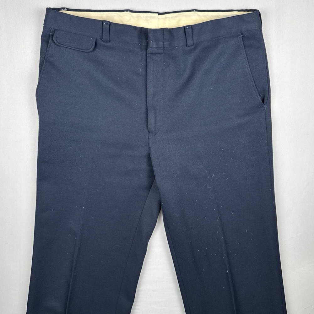 Vintage 70s Broomsticks Glen Oaks Navy Blue Pants Talon Zip Straight Leg - Picture 4 of 10